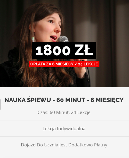 Nauka śpiewu klasycznego, operowego 60 minut - 1800 złotych za 24 lekcje