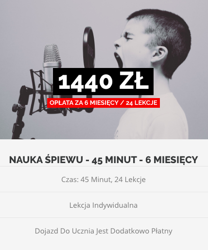 Nauka śpiewu klasycznego, operowego 45 minut - 1440 złotych za 24 lekcje