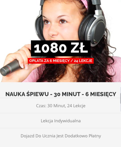 Nauka śpiewu klasycznego, operowego 30 minut - 1080 złotych za 24 lekcje